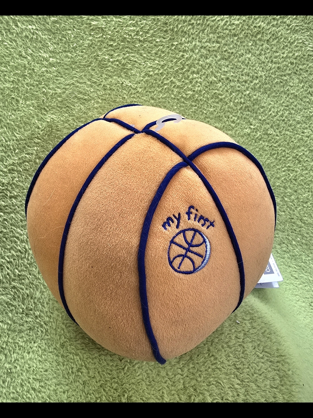 NWT 6.5" diam approx 1st Basketball Orange Sponge+Navy UNISEX Baby RattleTOY(3)